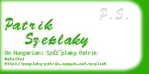 patrik szeplaky business card